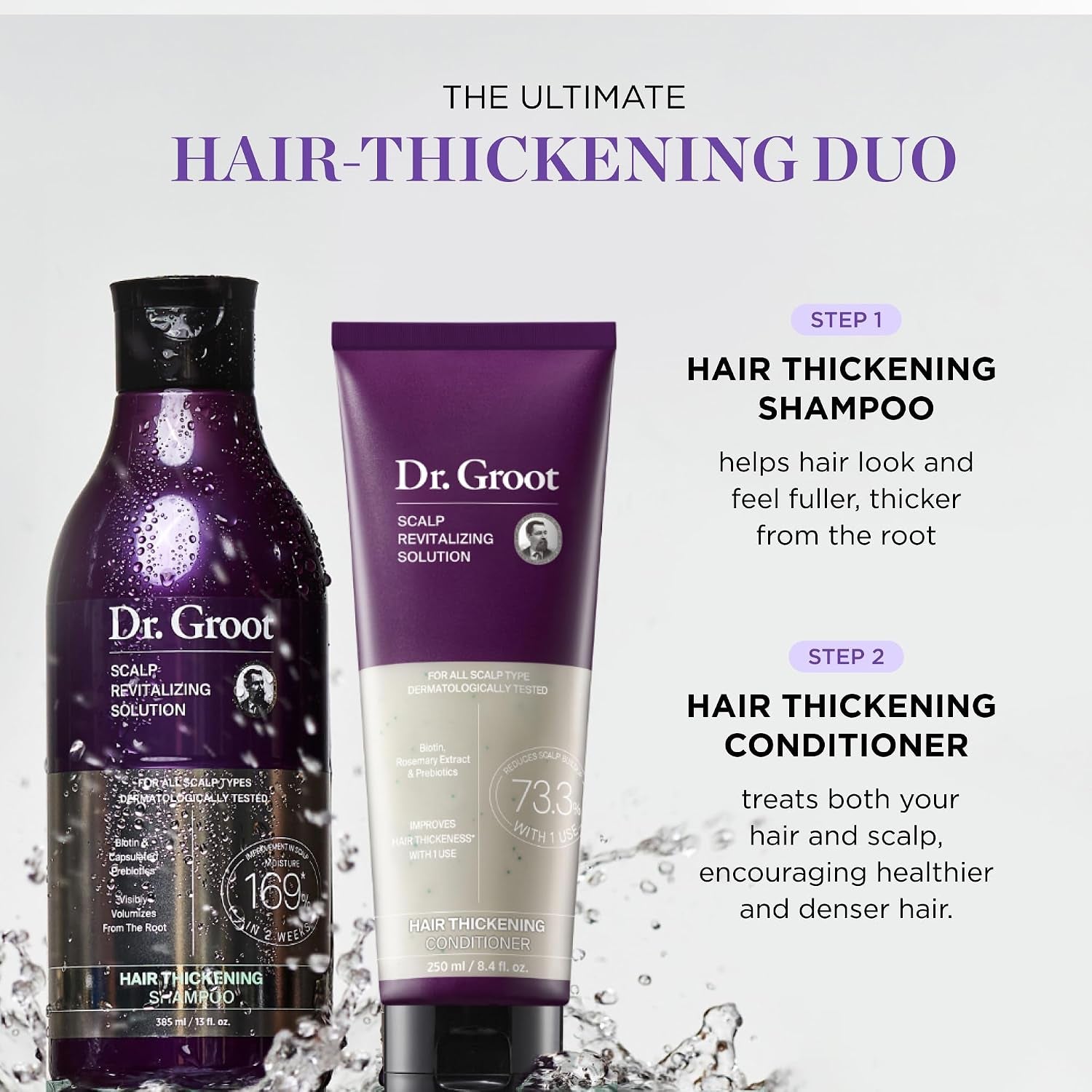 Thickening Shampoo & Conditioner Set for Hair Loss – Clinical Results with Biotin and Rosemary for Hair Thinning, Shedding, Scalp Repair and Treatment